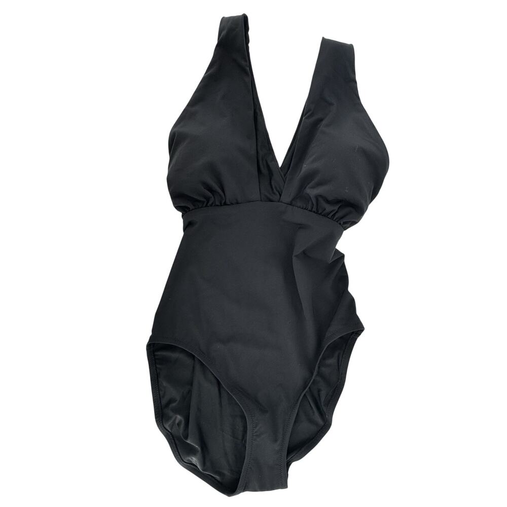 CALIA Women's Cutout Halter One Piece Pure Black Swimsuit Size 8